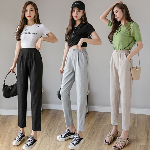the new spring and summer will cotton and linen loose han edition nine minutes of pants joker slacks haroun pants, Black;white
the new spring and summer will cotton and linen loose han edition nine minutes of pants joker slacks haroun pants, Black;white
