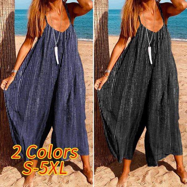women's jumpsuits & rompers s-5xl women sleeveless overalls vonda loose stripe print wide leg plus size summer bohemian dungarees pants, Black;white
women's jumpsuits & rompers s-5xl women sleeveless overalls vonda loose stripe print wide leg plus size summer bohemian dungarees pants, Black;white