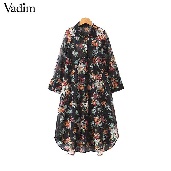 vadim women floral print long style blouse turn down collar long sleeve female casual shirt summer see through blusas lb289, White
vadim women floral print long style blouse turn down collar long sleeve female casual shirt summer see through blusas lb289, White
