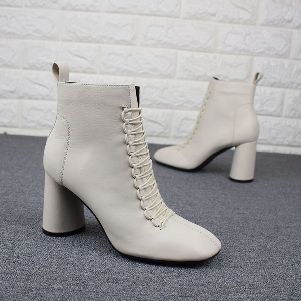 women's shoes cowhide circle head with genuine leather chalaza soft leather high-heeled shoes short boots woman, Black
women's shoes cowhide circle head with genuine leather chalaza soft leather high-heeled shoes short boots woman, Black