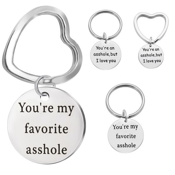 you're my favorite asshole key chain stainless steel keyring funny keychain for boyfriend husband valentine's gifts, Silver
you're my favorite asshole key chain stainless steel keyring funny keychain for boyfriend husband valentine's gifts, Silver