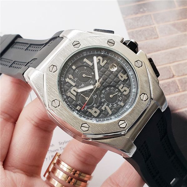 Swiss brand luxury men watches Royal Oak 26470 sub dial work chronograph quartz watch rubber strap high quality designer waterproof watches
Swiss brand luxury men watches Royal Oak 26470 sub dial work chronograph quartz watch rubber strap high quality designer waterproof watches