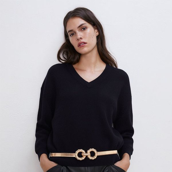 dazzling golden female woman elastic metal designer belt new trendy fashion luxury geometric circular needle buckle, Black;brown
dazzling golden female woman elastic metal designer belt new trendy fashion luxury geometric circular needle buckle, Black;brown