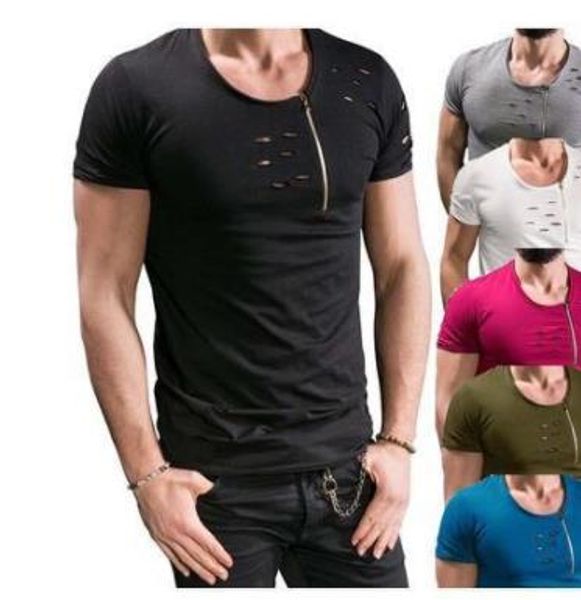 casual style mens designer tshirts solid color ripped crew neck short sleeve tshirt summer mens tshirt, White;black
casual style mens designer tshirts solid color ripped crew neck short sleeve tshirt summer mens tshirt, White;black