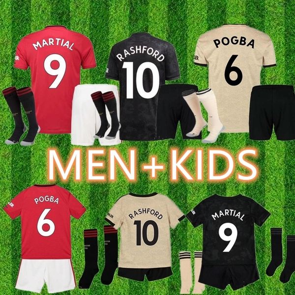 2019 2020 fc manche ter pogba occer jer ey 19 20 lingard lukaku ra hford football hirt united utd uniform man kid kit jer ey, Black;red