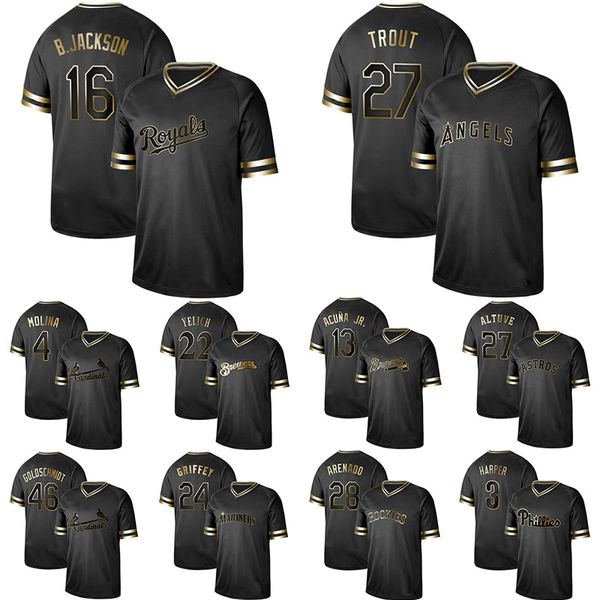 3 Harper 4 Molina 13 Acuna Jr 16 Jackson 22 Yelich 24 Griffey 27 Trout Altuve 46 Goldschmidt Mens Black Gold Stitched Jerseys
3 Harper 4 Molina 13 Acuna Jr 16 Jackson 22 Yelich 24 Griffey 27 Trout Altuve 46 Goldschmidt Mens Black Gold Stitched Jerseys