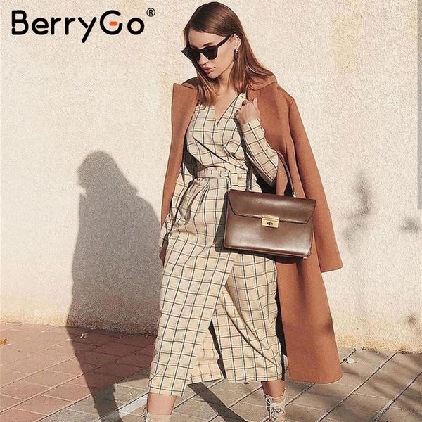berrygo elegant long sleeve plaid white long dress high wiast office ladies autumn chic work dress v-neck women party, Black;gray
berrygo elegant long sleeve plaid white long dress high wiast office ladies autumn chic work dress v-neck women party, Black;gray