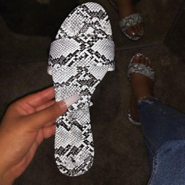women summer slippers serpentine new snake print flats women shoes casual outdoors ladies plus size slippers, Black
women summer slippers serpentine new snake print flats women shoes casual outdoors ladies plus size slippers, Black