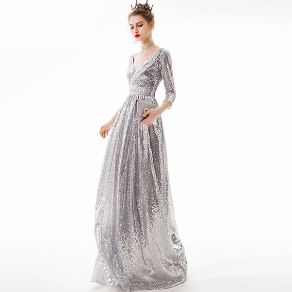 elegant silver evening dresses 2019 long a line long sleeve backless party prom dresses formal occasion annual, White;black
elegant silver evening dresses 2019 long a line long sleeve backless party prom dresses formal occasion annual, White;black