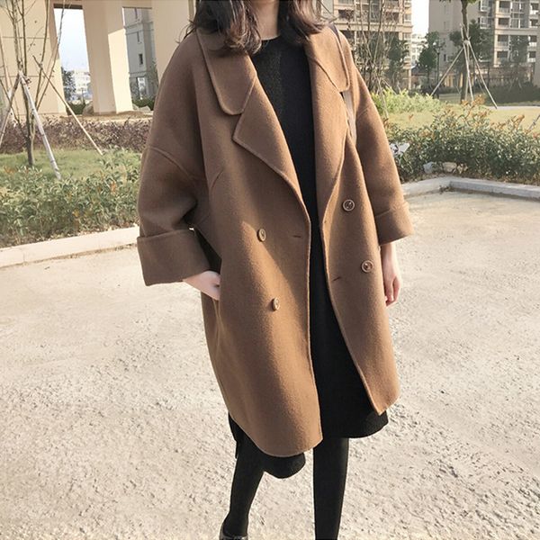 office lady loose long wool coat double breasted wool blend coat and jacket turn-down collar women coats autumn winter, Black
office lady loose long wool coat double breasted wool blend coat and jacket turn-down collar women coats autumn winter, Black