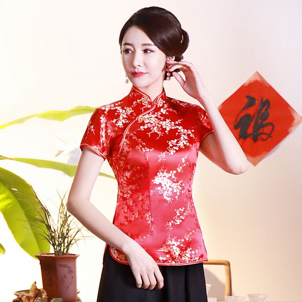 red classic chinese women rayon blouse summer new short sleeve shirt traditional handmade button flower tang clothing
red classic chinese women rayon blouse summer new short sleeve shirt traditional handmade button flower tang clothing