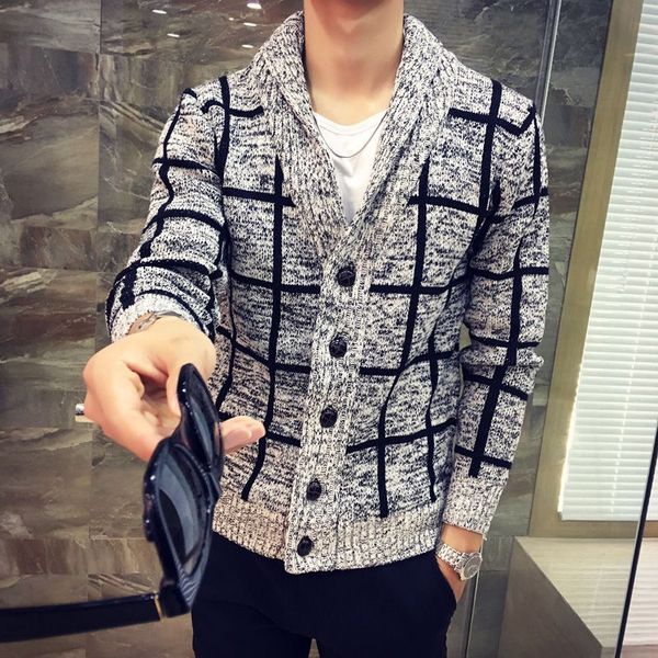 fashion loose fall sweater men cardigan knitted casual plaid male single breasted long sleeve winter coat men, White;black
fashion loose fall sweater men cardigan knitted casual plaid male single breasted long sleeve winter coat men, White;black