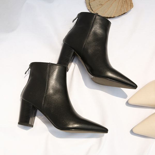 women ankle boots woman shoes cow genuine leather high square heels zipper pointed toe 34-43 supper quality 2018 new sb151, Black
women ankle boots woman shoes cow genuine leather high square heels zipper pointed toe 34-43 supper quality 2018 new sb151, Black