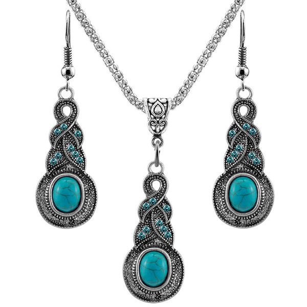Vintage Turquoise pendant necklace Dangle Drop Earrings Set For women Retro Natural stone 2019 Fashion Jewelry in Bulk
Vintage Turquoise pendant necklace Dangle Drop Earrings Set For women Retro Natural stone 2019 Fashion Jewelry in Bulk