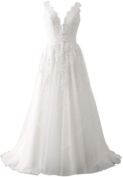 women' wedding dress for bride lace applique princess ball gown dress v neck straps plus size wedding dresses bridal gowns, White
women' wedding dress for bride lace applique princess ball gown dress v neck straps plus size wedding dresses bridal gowns, White