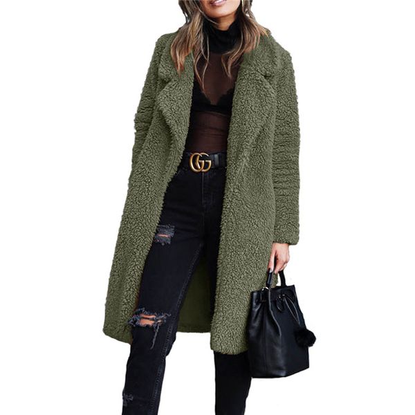 winter plush lapel neck women long coat fashion cardigan wool coats casual solid color women outerwear, Black
winter plush lapel neck women long coat fashion cardigan wool coats casual solid color women outerwear, Black