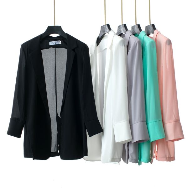 spring summer women's blazer & jacket thin casual slim chiffon seven-sleeve elegant outerwear solid casual loose female suit, White;black
spring summer women's blazer & jacket thin casual slim chiffon seven-sleeve elegant outerwear solid casual loose female suit, White;black