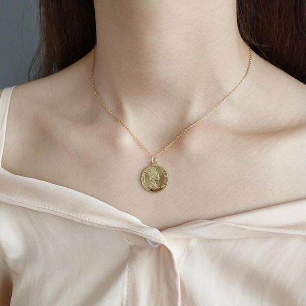 925 sterling silver elizabeth queen coin pendant necklace for women gold disc clavicle chain choker necklace statement
925 sterling silver elizabeth queen coin pendant necklace for women gold disc clavicle chain choker necklace statement