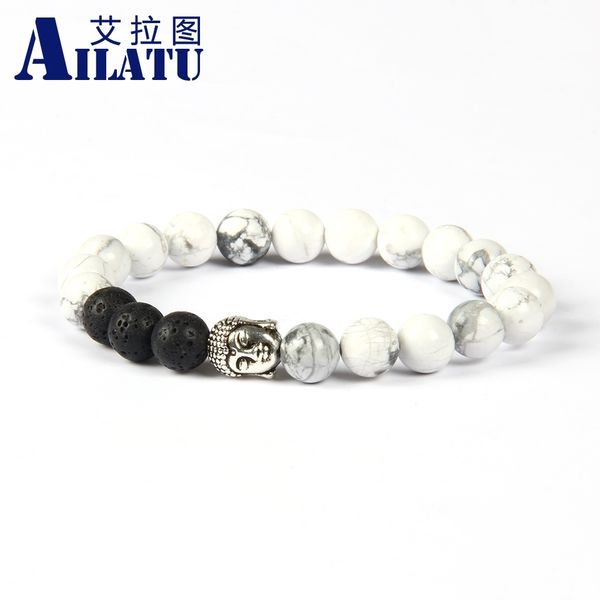 ailatu new design wholesale 10pcs/lot 8mm white howlite marble stone silver color buddha head energy bracelet, Golden;silver
ailatu new design wholesale 10pcs/lot 8mm white howlite marble stone silver color buddha head energy bracelet, Golden;silver