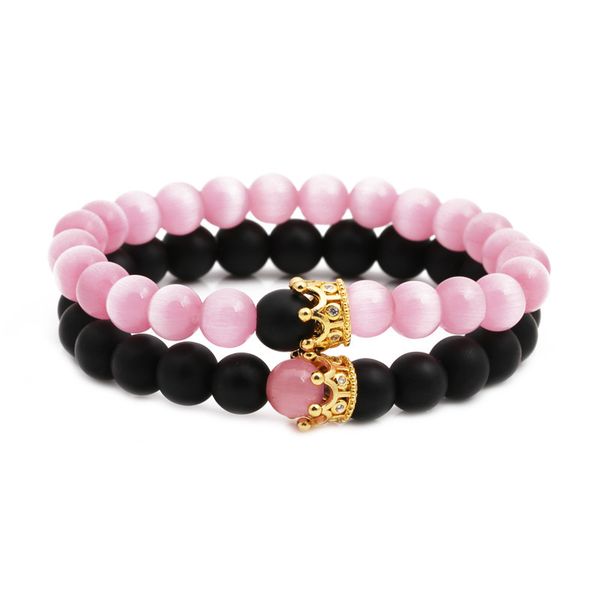 2pcs set fashion handmade black matte beads cats eye opal beads bracelet set creative crown bracelets for women and men, Golden;silver
2pcs set fashion handmade black matte beads cats eye opal beads bracelet set creative crown bracelets for women and men, Golden;silver