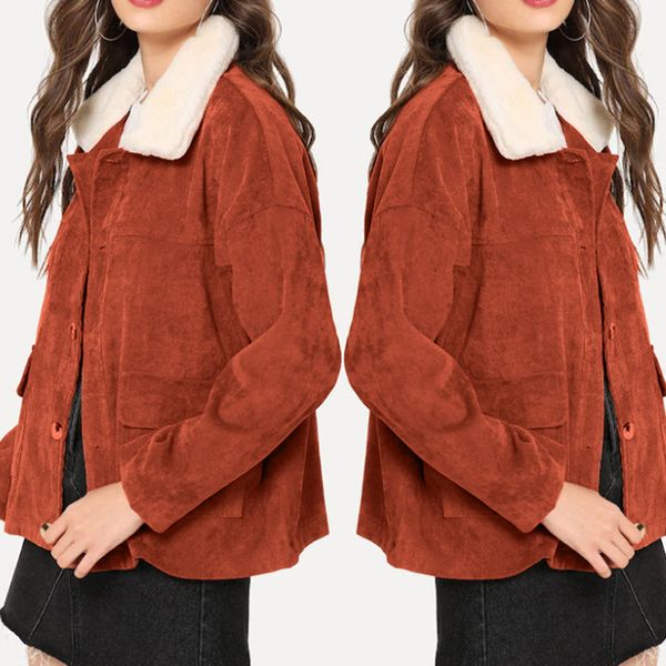 autumn winter corduroy basic jacket lambswool bomber jacket women long sleeve casual single breasted denim #60, Black;brown
autumn winter corduroy basic jacket lambswool bomber jacket women long sleeve casual single breasted denim #60, Black;brown