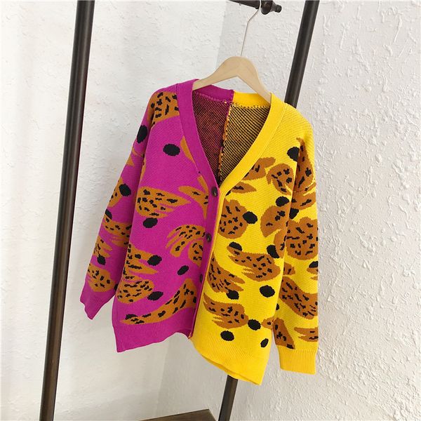 women's cardigan sweater 2019 autumn and winter new fashion design style leopard colorblock ms. v-neck sweater jacket size s-l, White;black
women's cardigan sweater 2019 autumn and winter new fashion design style leopard colorblock ms. v-neck sweater jacket size s-l, White;black