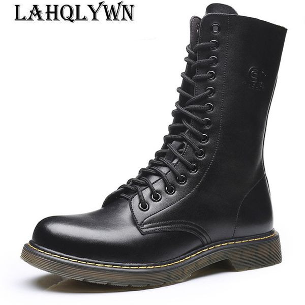men mid-calf army boots lace-up genuine leather motorcycle boots non-slip wear-resistant outdoor work m076, Black
men mid-calf army boots lace-up genuine leather motorcycle boots non-slip wear-resistant outdoor work m076, Black