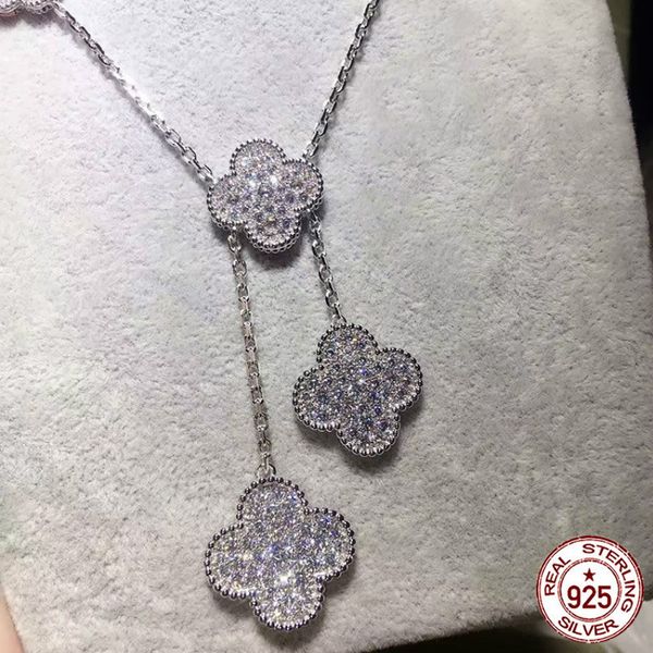 new s925 sterling silver clover size six flowers full diamond necklace female clavicle chain japan and south korea wild temperament
new s925 sterling silver clover size six flowers full diamond necklace female clavicle chain japan and south korea wild temperament