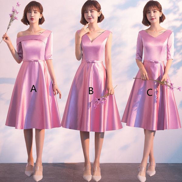 satin short bridesmaid dresses with bow 2020 knee length party dress simple wedding guest gowns for wedding, White;pink
satin short bridesmaid dresses with bow 2020 knee length party dress simple wedding guest gowns for wedding, White;pink