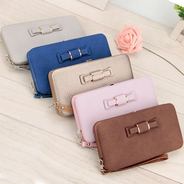 women wallets women fashion long section purses solid color hasp open bags 1pcs cell phone card holders gift bag wallet, Red;black 
women wallets women fashion long section purses solid color hasp open bags 1pcs cell phone card holders gift bag wallet, Red;black
