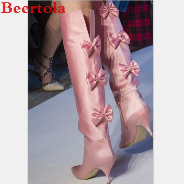 new glitter women's long boots shiny butterfly-knot big size mid heels high boots women runway designers stage performance, Black
new glitter women's long boots shiny butterfly-knot big size mid heels high boots women runway designers stage performance, Black