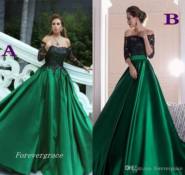 2019 hunter green arabic dubai evening dress a line off shoulders satin lace long formal wear party gown custom made plus size, Black;red
2019 hunter green arabic dubai evening dress a line off shoulders satin lace long formal wear party gown custom made plus size, Black;red