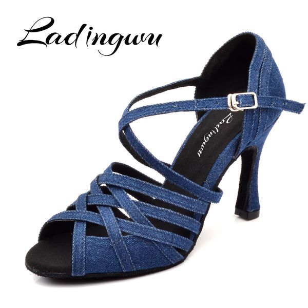 ladingwu women dance shoes latin salsa tango blue denim dance shoes woman's ballroom paty profession cuban heel 9/10
ladingwu women dance shoes latin salsa tango blue denim dance shoes woman's ballroom paty profession cuban heel 9/10