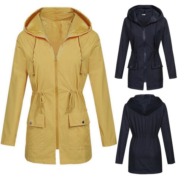 chaquetas mujer 2019 women solid rain jacket outdoor plus size waterproof hooded raincoat windproof veste femme manteau femme, Black;brown
chaquetas mujer 2019 women solid rain jacket outdoor plus size waterproof hooded raincoat windproof veste femme manteau femme, Black;brown