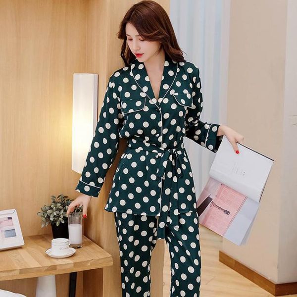 2019 new girls' sweet pajamas set green polka dot home clothes lady long sleeve shirt&pants suit 2pcs casual sleepwear -xl, Black;red
2019 new girls' sweet pajamas set green polka dot home clothes lady long sleeve shirt&pants suit 2pcs casual sleepwear -xl, Black;red