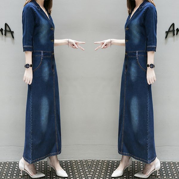 new denim long dress women 2018 plus size autumn dress denim package hip jeans slim cowboy dresses female 5xl, Black;gray
new denim long dress women 2018 plus size autumn dress denim package hip jeans slim cowboy dresses female 5xl, Black;gray