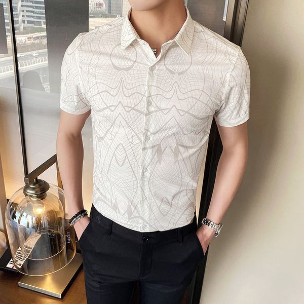 british style summer printed shirt men short sleeve fashion men clothes 2020 slim fit mens casual shirts streetwear blouse homme, White;black
british style summer printed shirt men short sleeve fashion men clothes 2020 slim fit mens casual shirts streetwear blouse homme, White;black
