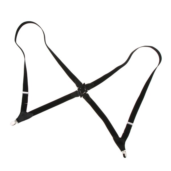 men' elastic side metal clip airport suspenders, White;black