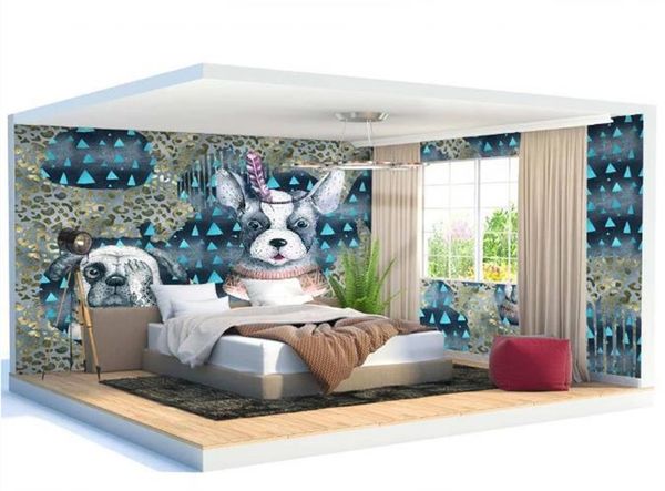 nordic cute animal dog child whole house wall decoration beautiful wallpaper