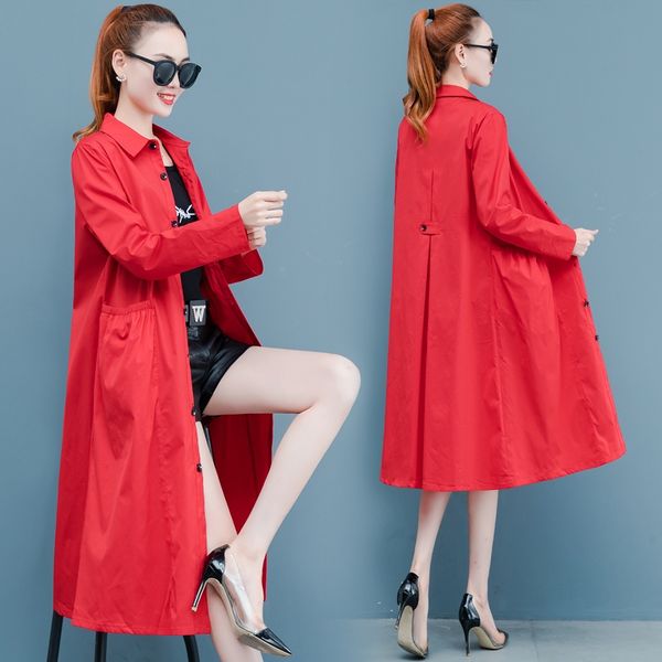 red trench coat for women 2019 autumn new solid long office lady elegant female outwear coat fashon all match, Tan;black
red trench coat for women 2019 autumn new solid long office lady elegant female outwear coat fashon all match, Tan;black