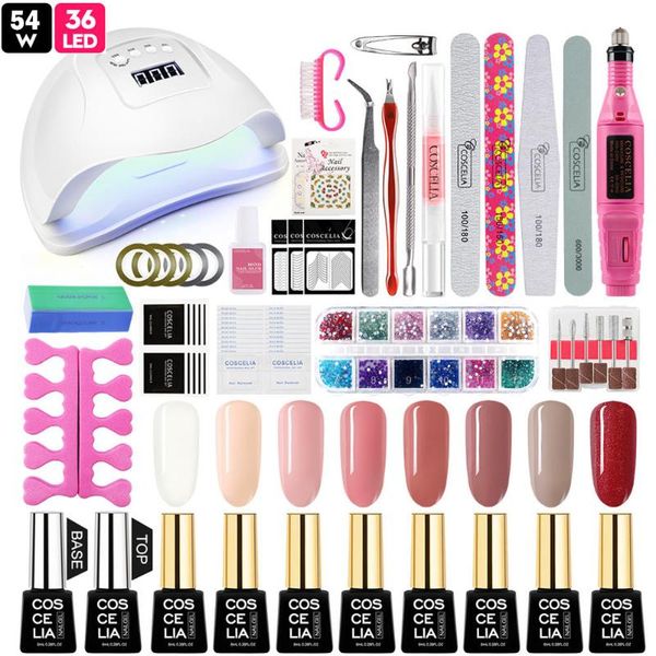 coscelia nail set 54w lamp gel nail polish set for manicure semi permanent uv led gel varnish art tools for manicure
coscelia nail set 54w lamp gel nail polish set for manicure semi permanent uv led gel varnish art tools for manicure