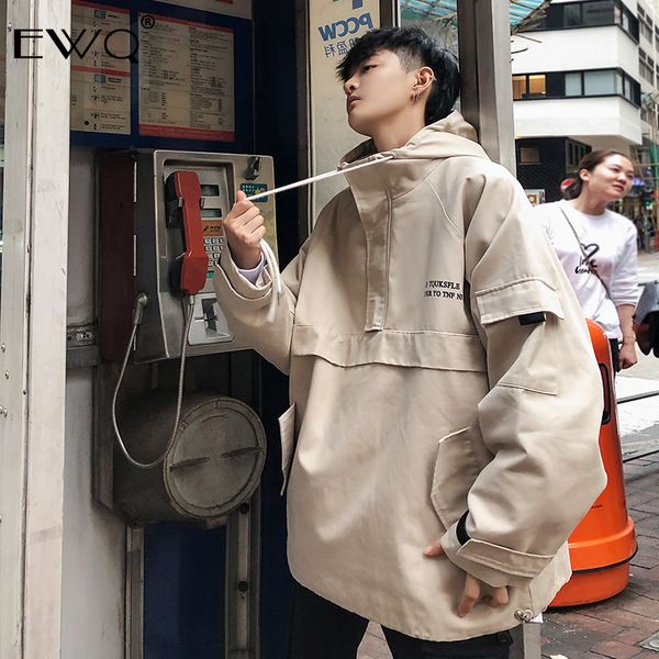 ewq / autumn winter 2019 lantern sleeve pullovers with hoodede letter pocket oversize loose coat man's korea style jackets fs967, Black;brown
ewq / autumn winter 2019 lantern sleeve pullovers with hoodede letter pocket oversize loose coat man's korea style jackets fs967, Black;brown