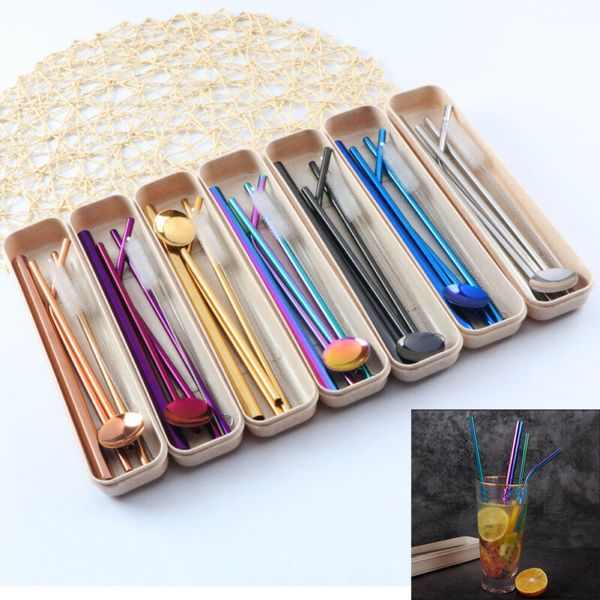 7pcs/set stainless steel straight bent straws+spoon+cleaning brush drinking tool
7pcs/set stainless steel straight bent straws+spoon+cleaning brush drinking tool