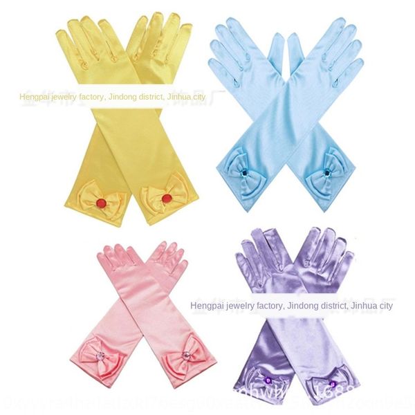 children's with bowknot party butterfly and gloves girl princess dance stage long performance gloves, White
children's with bowknot party butterfly and gloves girl princess dance stage long performance gloves, White