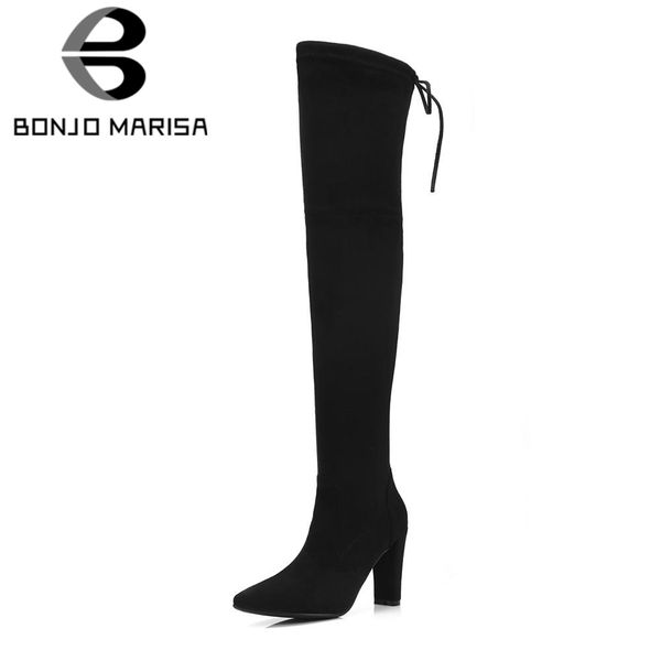bonjomarisa 2018 women over knee boots square high heel party wedding shoes woman lace up faux suede botas mujer, Black
bonjomarisa 2018 women over knee boots square high heel party wedding shoes woman lace up faux suede botas mujer, Black