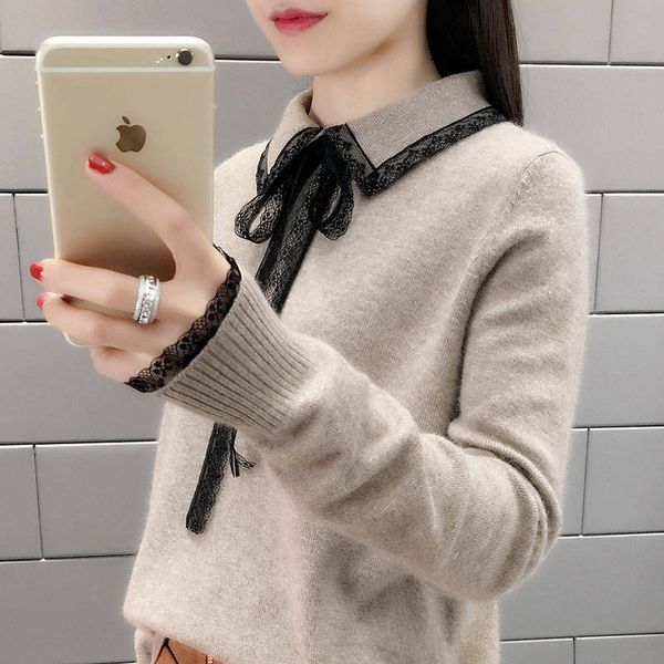 winter women sweaters high street female turn down collar lace neck cashmere pullovers korean chic sweet christmas clothes, White;black
winter women sweaters high street female turn down collar lace neck cashmere pullovers korean chic sweet christmas clothes, White;black