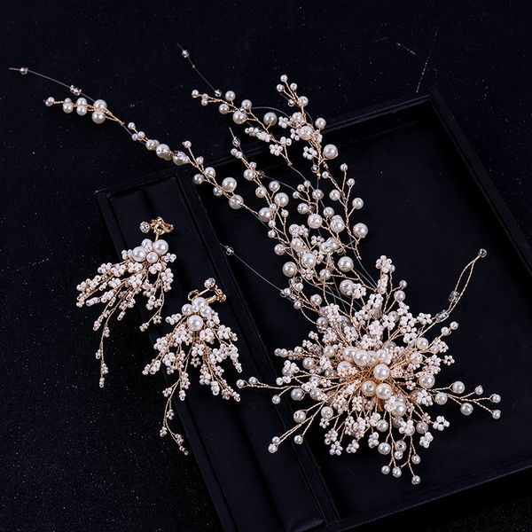 pearl hair accessories with earrings jewelry set bride's wedding dress headdress flower beads engagement jewelry hair ornaments, Slivery;golden
pearl hair accessories with earrings jewelry set bride's wedding dress headdress flower beads engagement jewelry hair ornaments, Slivery;golden