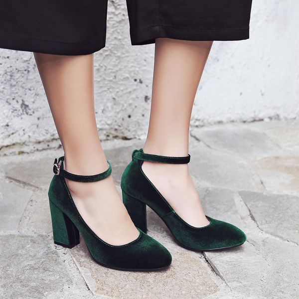 fashion velvet high heels pumps women shoes ankle straps women's heels red green office shoes woman footwear, Black
fashion velvet high heels pumps women shoes ankle straps women's heels red green office shoes woman footwear, Black
