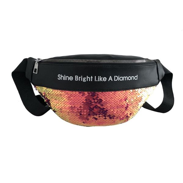 good quality new pu leather women sequins fanny pack with letter printed fashion waist pack chest bag
good quality new pu leather women sequins fanny pack with letter printed fashion waist pack chest bag