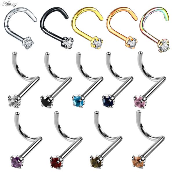 alisouy 1pc crystal surgical steel nose ring piercing nez nose piercing twist s nose stud cartilage piercing nariz body jewelry, Slivery;golden
alisouy 1pc crystal surgical steel nose ring piercing nez nose piercing twist s nose stud cartilage piercing nariz body jewelry, Slivery;golden